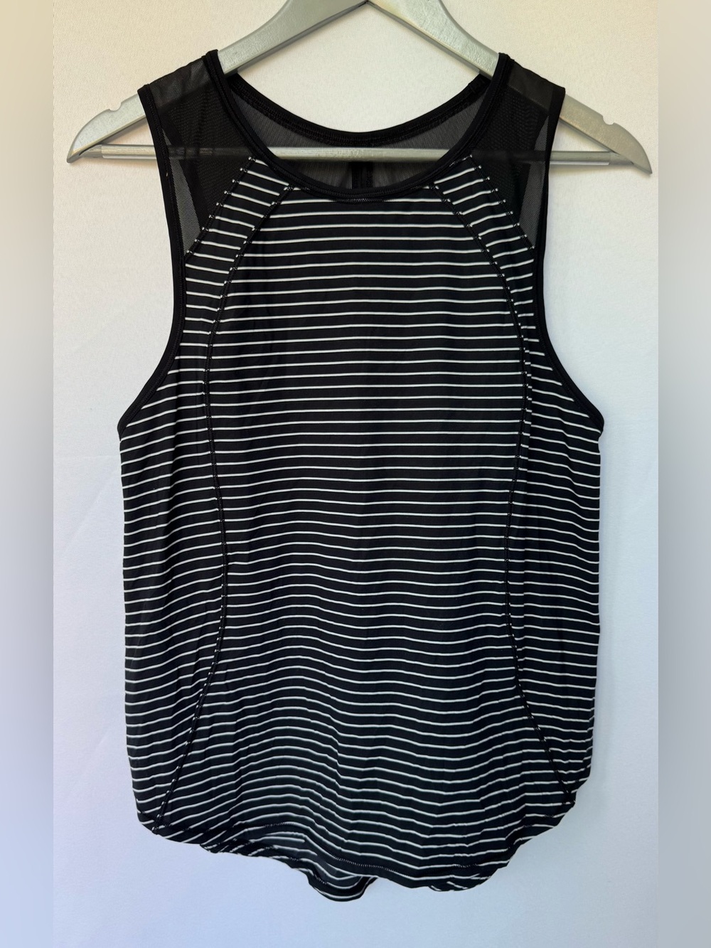 Lululemon athletica Black and White Striped Mesh-Back Tank